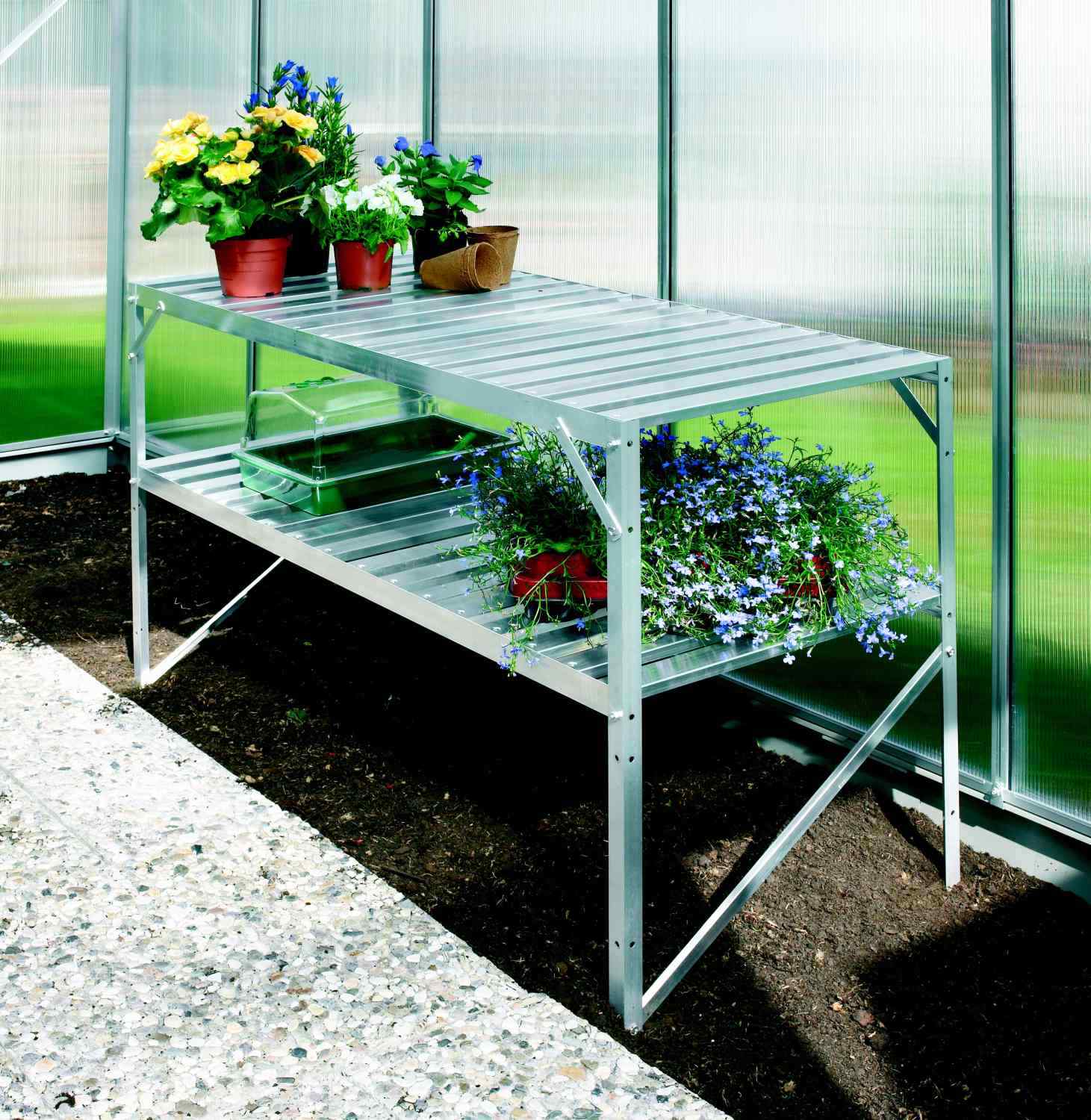 Vitavia Garden Alumínium állvány VITAVIA 120x52 cm 2 db polccal ezüst