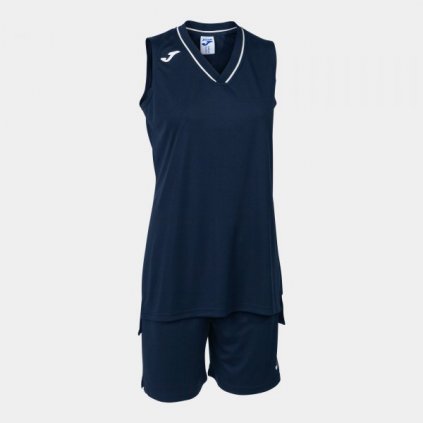 Dámský basketbalový dres + trenýrky Joma Atlanta - tmavě modrá/bílá (Velikost 2XL)