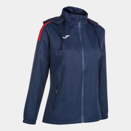 Dámská sportovní bunda do deště Joma Trivor - tmavě modrá/červená (Velikost L)
