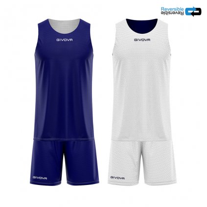 Basketbalový dres + trenýrky Givova Double - tmavě modrá/bílá