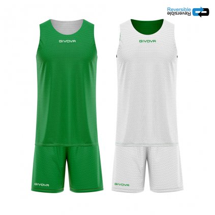 Basketbalový dres + trenýrky Givova Double - zelená/bílá