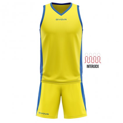 Basketbalový dres + trenýrky Givova Power - žlutá/modrá