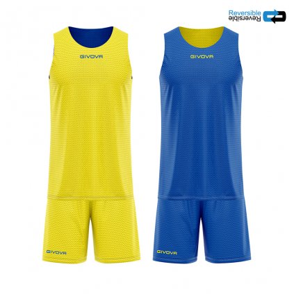 Basketbalový dres + trenýrky Givova Double - žlutá/modrá