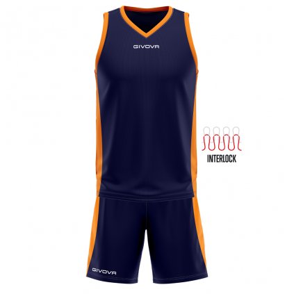 Basketbalový dres + trenýrky Givova Power - tmavě modrá/oranžová