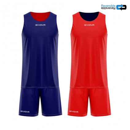 Basketbalový dres + trenýrky Givova Double - tmavě modrá/červená