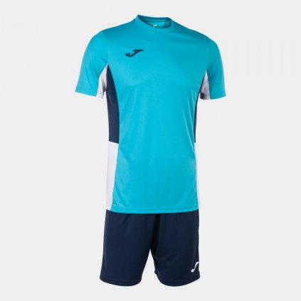 Sportovní dres + trenýrky Joma Danubio II - fluo tyrkysová/tmavě modrá/bílá