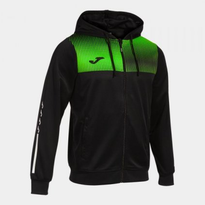 Sportovní mikina se zipem a kapucí Joma Eco Supernova - černá/fluo zelená