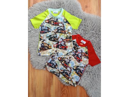 Tričko s krátkým rukávem - mašinky (červená)