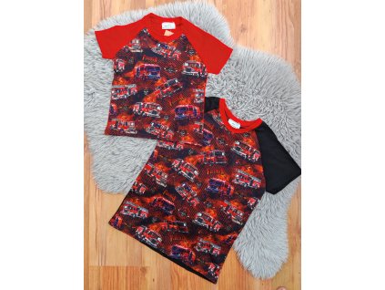 Tričko s krátkým rukávem - hasiči (červená)