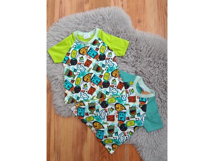 Tričko s krátkým rukávem - výbušné příšerky (modrá)