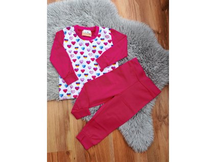 Pyžamo - srdíčka (růžová)