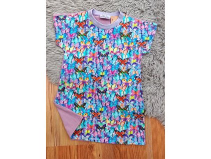 Šatičky fialové - motýlci - krátký rukáv