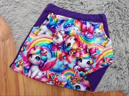 Sukně - jednorožci (fialová)