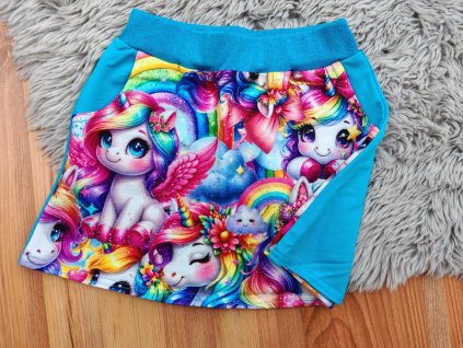 Sukně - jednorožci (modrá)