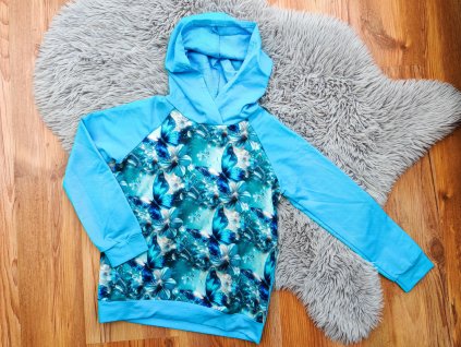 Mikina tyrkysová - motýli