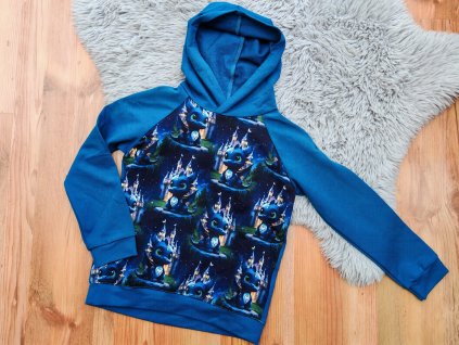 Mikina petrolej - dráček se zámkem