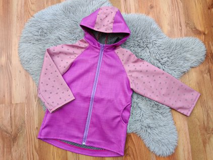 Bunda růžová - reflexní srdíčka