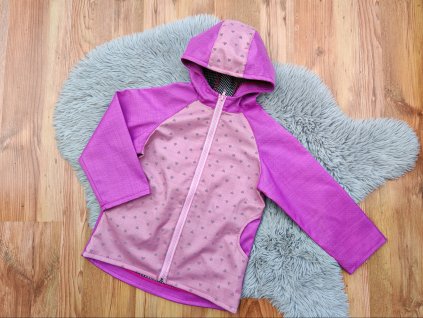 Bunda růžová - reflexní srdíčka 2