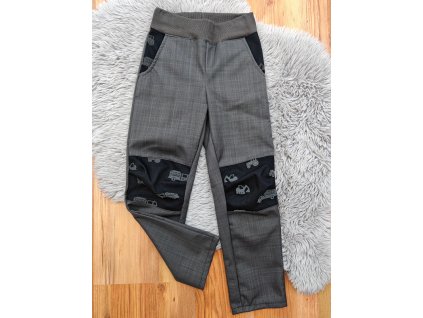 Kalhoty tmavě šedé - reflexní auta