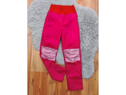 Kalhoty sytě růžové - reflexní srdíčka