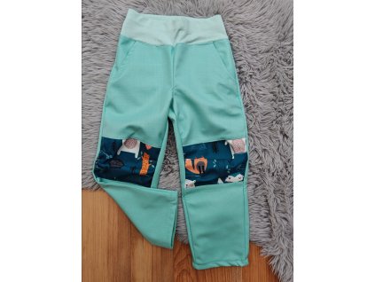 Kalhoty mentolové - lesní zvířáka