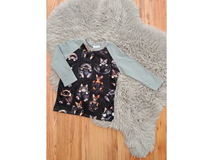 Tričko s dlouhým rukávem  - kočičky v kapse