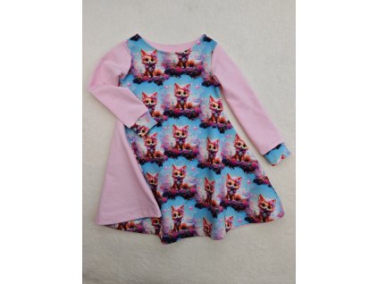 Šatičky světle růžové - lištičky - dlouhý rukáv