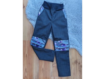 Kalhoty tmavě šedé - motýli