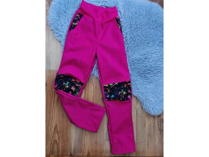 Kalhoty sytě růžové - kaňky