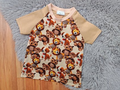 Tričko s krátkým rukávem - háčkovaná zvířátka