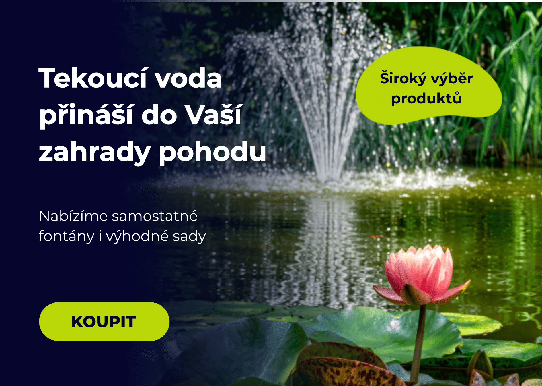 Jezírkové fontány, kaskády a chrliče