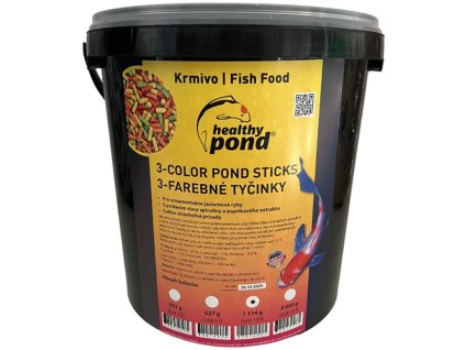 Trojbarevné krmivo pro jezírkové ryby 10L