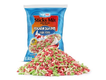 Univerzální krmívo pro ryby Sticks Mix 3 colored 1L 1