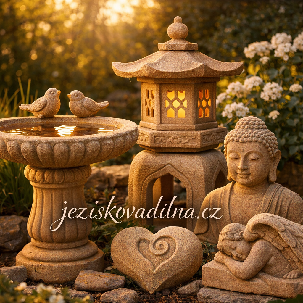 zahradni sochy, dekorace na zahradu, pískovcove sochy