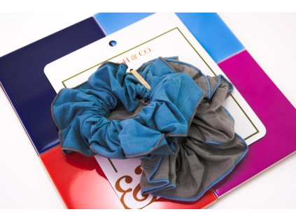 GRECH & CO. GUMIČKY DO VLASOV SCRUNCHIE SET 2KS LAGUNA+BOG