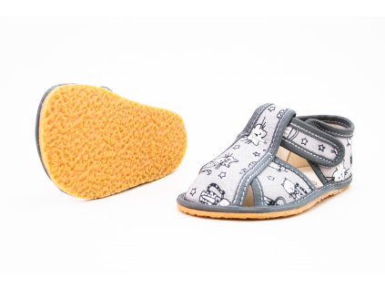 BABY BARE SHOES SLIPPERS GREY CAT (Veľkosť 33)