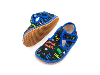 DETSKÉ BAREFOOT PAPUČE BEDA PLAYFUL ŠIRŠIE (W) - PLAY