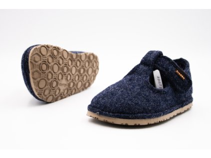 DETSKÉ BAREFOOT PAPUČE FRODDO FLEXY WOOLY VIBRAM - DARK BLUE