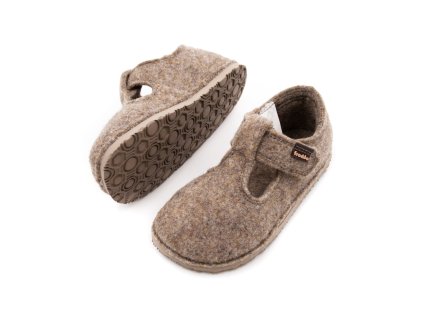 DETSKÉ FRODDO BAREFOOT FLEXY WOOLY VIBRAM PAPUČE - BEIGE