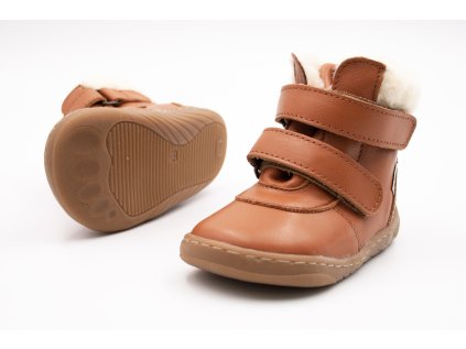 DETSKÉ BAREFOOT ZIMNÉ TOPÁNKY PEGRES SKINNY - HNEDÉ