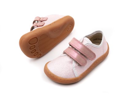 DETSKÉ BAREFOOT PLÁTENKY FRODDO CANVAS - PINK SHINE
