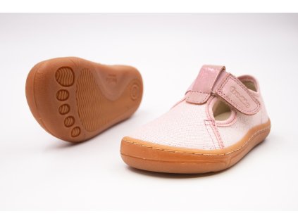 FRODDO BAREFOOT PLÁTENKY CANVAS T-BAR - PINK SHINE