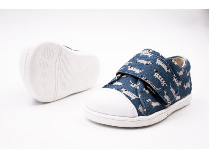 MIDO SHOES BAREFOOT TEXTILNÉ TENISKY - DOGGY BLUE