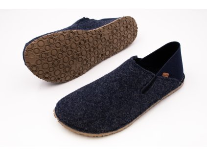 VLNENÉ BAREFOOT PAPUČE FRODDO SLIP-ON WOOLY VIBRAM - DARK BLUE