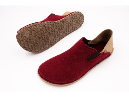 VLNENÉ BAREFOOT PAPUČE FRODDO SLIP-ON WOOLY VIBRAM - BORDEAUX