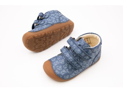 DETSKÉ BAREFOOT TOPÁNKY BUNDGAARD PETIT VELCRO STRAP - RABBIT TEAL
