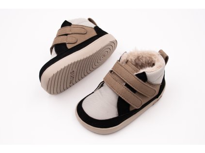 DETSKÉ ZIMNÉ BAREFOOT TOPÁNKY MURIS BALTIC MINI - WARM TAUPE