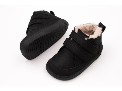 DETSKÉ ZIMNÉ BAREFOOT TOPÁNKY MURIS BALTIC MINI - BLACK