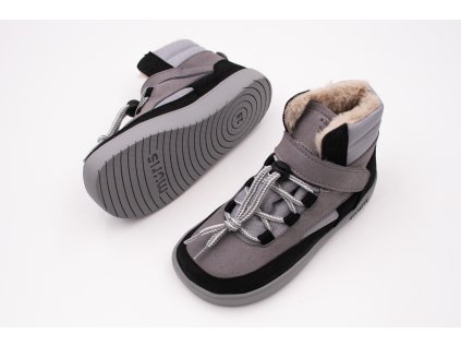 DETSKÉ ZIMNÉ BAREFOOT TOPÁNKY MURIS BALTIC JUNIOR - WARM GRAY