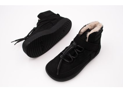 DETSKÉ ZIMNÉ BAREFOOT TOPÁNKY MURIS BALTIC JUNIOR - BLACK